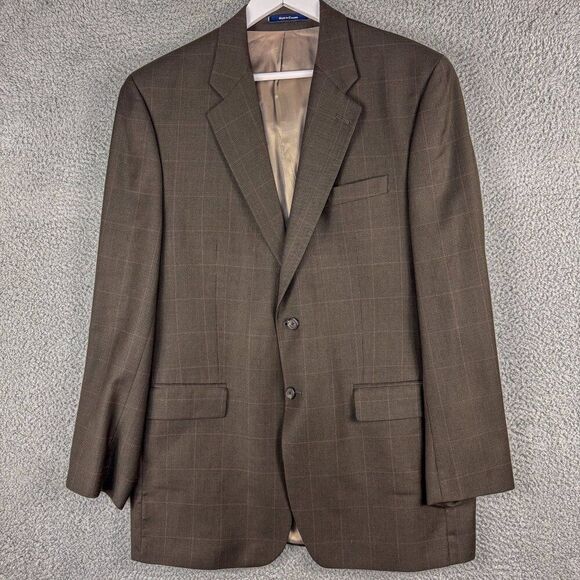 Chaps Blazer Men 42L Brown‎ Wool Cashmere Suit Jacket Business Casual Wedding - Picture 1 of 16